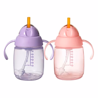 Tommee Tippee Starter Weighted Straw Baby & Toddler 10oz Sippy Cup for 6 Months+, with Silicone Weighted Straw and Easy-Hold Handles, BPA Free, Pink & Purple, Pack of 2 thumbnail 1