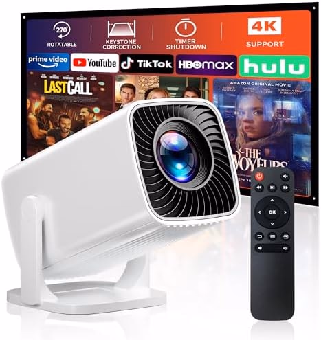 Mini Projector, Portable Projector 4K & Full HD 1080P Support, 270° Rotation Outdoor Projector, Movie Projector Compatible with Smartphone, TV Stick, Laptop, PS4, HDMI, USB - View 1 of 6