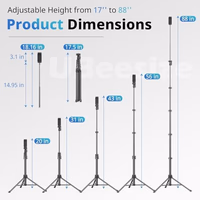 UBeesize 88’’ Flexible Phone Tripod with 14.95’’ Gooseneck, Remote and Phone Holder, Overhead Cell Phone Stand＆Selfie Stick for Video Recording, Compatible with iPhone Android Phone, Camera Black thumbnail 2