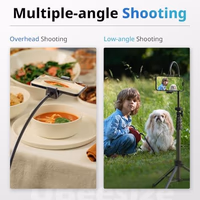 UBeesize 88’’ Flexible Phone Tripod with 14.95’’ Gooseneck, Remote and Phone Holder, Overhead Cell Phone Stand＆Selfie Stick for Video Recording, Compatible with iPhone Android Phone, Camera Black thumbnail 3