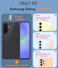 FNTCASE for Galaxy A36-5G Phone Case - A56-5G Military Grade Drop Protection, 14ft Drop Tested, Screen Protector Included, Anti-Slip Matte Textured, TPU+PC Dual Layer Shockproof Cover (Black) thumbnail 2