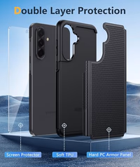 FNTCASE for Galaxy A36-5G Phone Case - A56-5G Military Grade Drop Protection, 14ft Drop Tested, Screen Protector Included, Anti-Slip Matte Textured, TPU+PC Dual Layer Shockproof Cover (Black) thumbnail 3