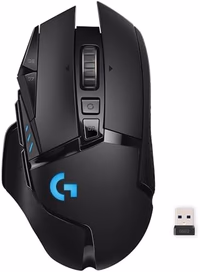 Logitech G502 Lightspeed Wireless Gaming Mouse with Hero 25K Sensor, PowerPlay Compatible, Tunable Weights and Lightsync RGB - Black thumbnail 1