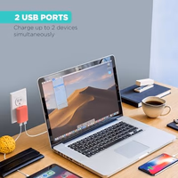 iHome 2-Port USB Wall Charger, AC Pro Multiport Plug Adapter, Phone Charging Block with Dual Ports, Flat Wall Adapter for Home & Travel thumbnail 2