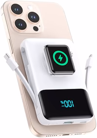 Magnetic Portable Charger for iPhone with Built-in Cable,10800mAh Wireless Power Bank for Magsafe Travel Essential,6-in-1 25W PD Fast Charging USB C Battery Pack for iPhone 17/16/15/14/13, Apple Watch thumbnail 1