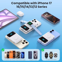 Magnetic Portable Charger for iPhone with Built-in Cable,10800mAh Wireless Power Bank for Magsafe Travel Essential,6-in-1 25W PD Fast Charging USB C Battery Pack for iPhone 17/16/15/14/13, Apple Watch thumbnail 4