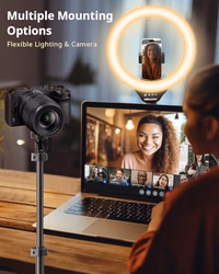 UBeesize 12'' LED Ring Light with 62'' Tripod Stand, Selfie Ring Light for Video Recording, Live Streaming, TikTok & YouTube, Compatible with iPhone & Android (Black) thumbnail 3
