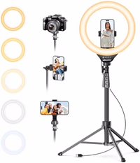 UBeesize 12'' LED Ring Light with 62'' Tripod Stand, Selfie Ring Light for Video Recording, Live Streaming, TikTok & YouTube, Compatible with iPhone & Android (Black) thumbnail 1