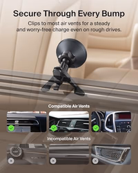 Belkin Wireless Car Charger, Magnetic Car Vent Mount w/ 3.3ft USB C Cable, Qi2 MagSafe Compatible Fast Charging iPhone Charger for iPhone 17, Galaxy S26, Pixel 10, & More - Travel Accessories - Black thumbnail 4