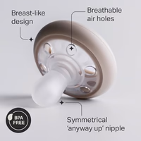 Tommee Tippee Breast-Like Pacifier, 0-6 Months, Symmetrical Design, Natural Breast-Like Baglet, BPA-Free Binkies, Rose/Green/Cream, Pack of 4 thumbnail 3