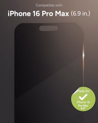 ZAGG Glass Elite Privacy Screen Protector for iPhone 16 Pro Max - 2-Way Privacy Filter, Ultra-Strong Tempered Glass, 5X Stronger, InvisibleShield, Smudge-Free, Easy Install, Recycled Content thumbnail 2