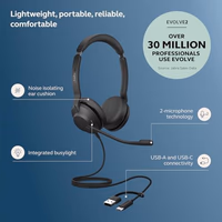 Jabra Evolve2 30 SE (2025 Version) Wired Dual-Ear Headset with Microphone for Work – Computer Headset - New USB-A and USB-C Cable - Goes with All Online Meeting Platforms - Black thumbnail 2