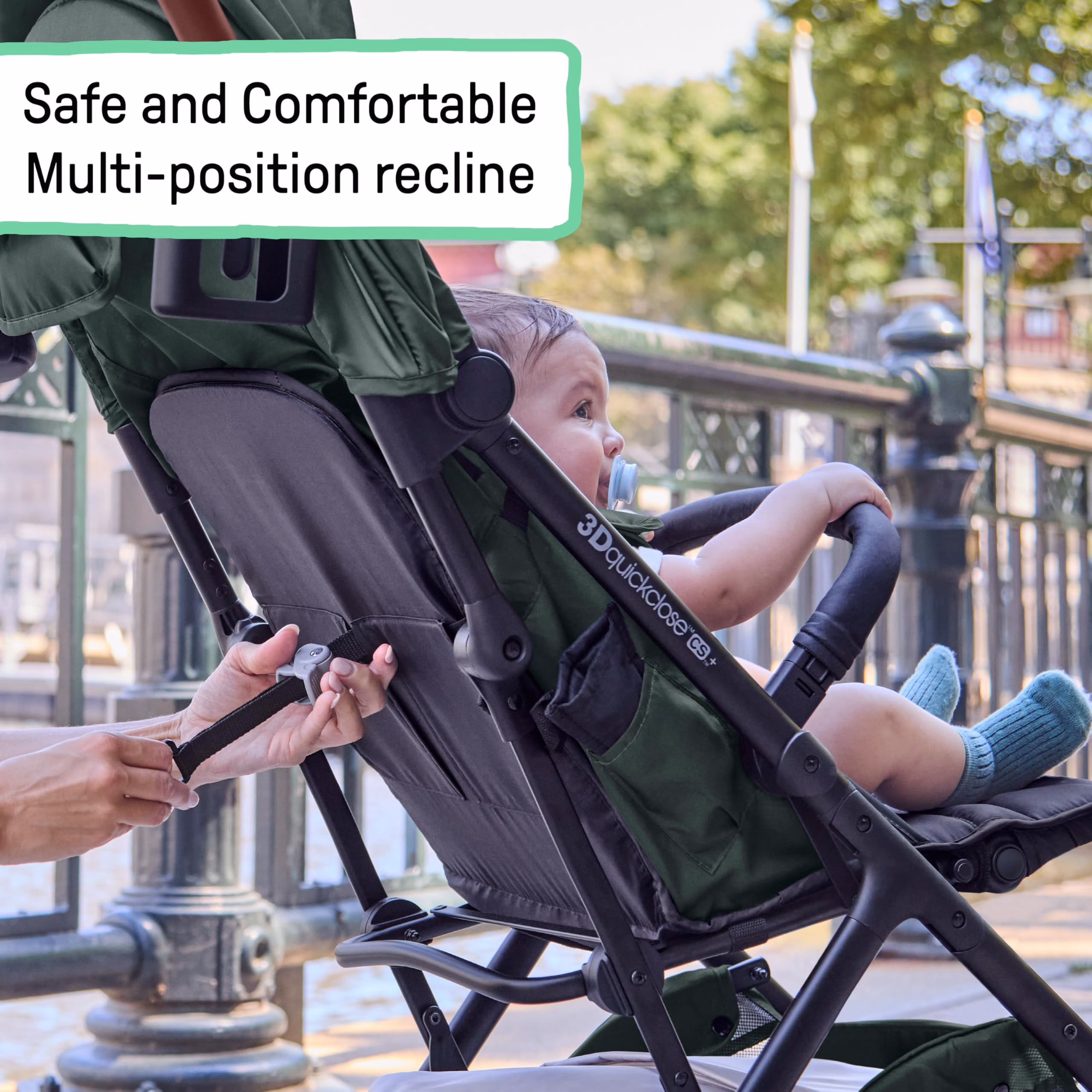 Ingenuity 3Dquickclose CS+ Compact Fold Stroller – Lightweight Stroller with Oversized Canopy, Extra-Large Storage and Compact Fold, Forest thumbnail 4