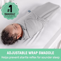 SwaddleMe by Ingenuity Monogram Collection Baby Swaddle, 100% Cotton, Improves Sleep & Calms Startle Reflex, 0-3 Months, Pocket Fold Design for Easy Changes, 1.0 TOG, 3-Pack - Rising Sun thumbnail 3