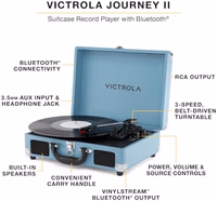 Victrola Journey II (2025 Model) – Bluetooth Suitcase Record Player – Built-in Stereo Speakers with Enhanced Bass, 3-Speed Turntable, Bluetooth Input and Output, RCA & Headphone Outputs (White) thumbnail 2