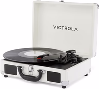 Victrola Journey II (2025 Model) – Bluetooth Suitcase Record Player – Built-in Stereo Speakers with Enhanced Bass, 3-Speed Turntable, Bluetooth Input and Output, RCA & Headphone Outputs (White) thumbnail 1