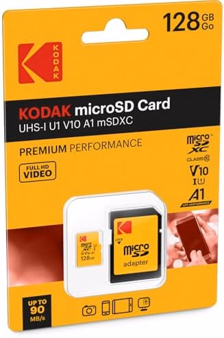Kodak 128GB Class 10 UHS-I U1 MicroSDXC Card with Adapter 10x Write Speed
