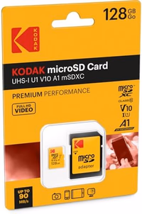 Kodak 128GB Class 10 UHS-I U1 MicroSDXC Card with Adapter 10x Write Speed thumbnail 1