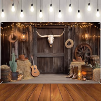 Western Cowboy Backdrop, Western Party Decorations Photography Background for Cowboy Cowgirl Birthday My First Rodeo Party Wild West Photoshoot (5.9 x 3.6 FT) thumbnail 1
