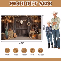 Western Cowboy Backdrop, Western Party Decorations Photography Background for Cowboy Cowgirl Birthday My First Rodeo Party Wild West Photoshoot (5.9 x 3.6 FT) thumbnail 2