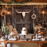 Western Cowboy Backdrop, Western Party Decorations Photography Background for Cowboy Cowgirl Birthday My First Rodeo Party Wild West Photoshoot (5.9 x 3.6 FT) thumbnail 3