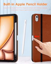 DTTO for iPad Air 11-inch Case M4/M3/M2 (2026/2025/2024), iPad Air 5th / 4th Generation (2022/2020), Premium Leather Business Folio Stand Cover with Pencil Holder - Auto Sleep/Wake, Brown thumbnail 4