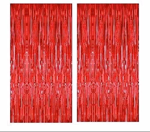 Colorfast FOIL Fringe Curtain Backdrop for Birthday, Graduation Celebration, Bachelorette, Valentines Party Celebration, Event Decoration (Color may vary)