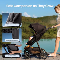 Mompush Meteor2 Baby Stroller 2-in-1 with Newborn Mode, Compatible with Infant Car Seat Adapter Included, Full-Size Bassinet Strollers for Family Outings thumbnail 3
