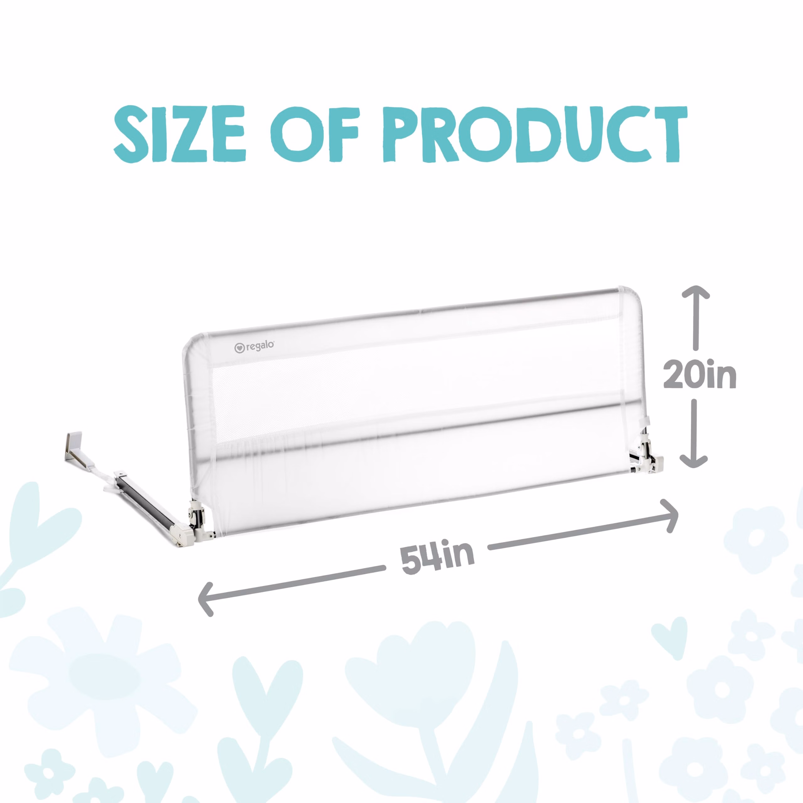 Regalo Safety 54” Extra Long Hideaway Bed Rail Guard for Toddlers, Toddler Bed Rail with Reinforced Anchor Safety System, 20” Tall Bed Safety Rail, Fits Twin, Full & Queen Beds thumbnail 3