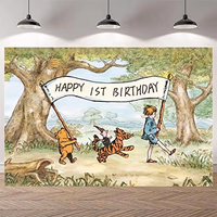 Winnie Backdrop Happy 1 st Birthday Photography Background Pooh Baby Shower Decorations 57 x 37 Inch Banner for Kids First Birthday Party Supplies Favors thumbnail 1