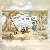 Winnie Backdrop Happy 1 st Birthday Photography Background Pooh Baby Shower Decorations 57 x 37 Inch Banner for Kids First Birthday Party Supplies Favors thumbnail 3