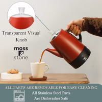 Moss & Stone Electric Coffee Percolator – Red Body Coffee Maker with Stainless Steel Lid, Percolator Electric Pot, Fast Boil 10 Cup Red Camping Coffee Pot thumbnail 4