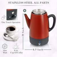 Moss & Stone Electric Coffee Percolator – Red Body Coffee Maker with Stainless Steel Lid, Percolator Electric Pot, Fast Boil 10 Cup Red Camping Coffee Pot thumbnail 3