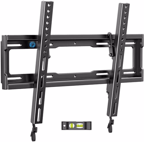 Pipishell Tilt TV Wall Mount Bracket Low Profile for Most 23-55 Inch LED LCD OLED 4K Flat Curved TVs up to 99lbs Max VESA 400x400mm, 8° Tilting for Anti-Glaring, Fits 8-16 inch Wood Stud