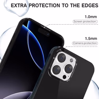 for iPhone 16 Pro Max Case Silicone, Glossy Soft Rubber Gel Jelly Cute Protective Plastic Simple Plain Phone Case Cover for Women Girl, Slim Thin Flexible Shockproof TPU, Black thumbnail 3
