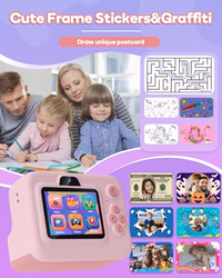 Dylanto Kids Camera Instant Print,1080P Kids Instant Cameras that Print Photos,Christmas Birthday Gifts for Girls Age 3-12,Portable Toy for 3 4 5 6 7 8 9 10 Year Old Girls Boys Pink thumbnail 2
