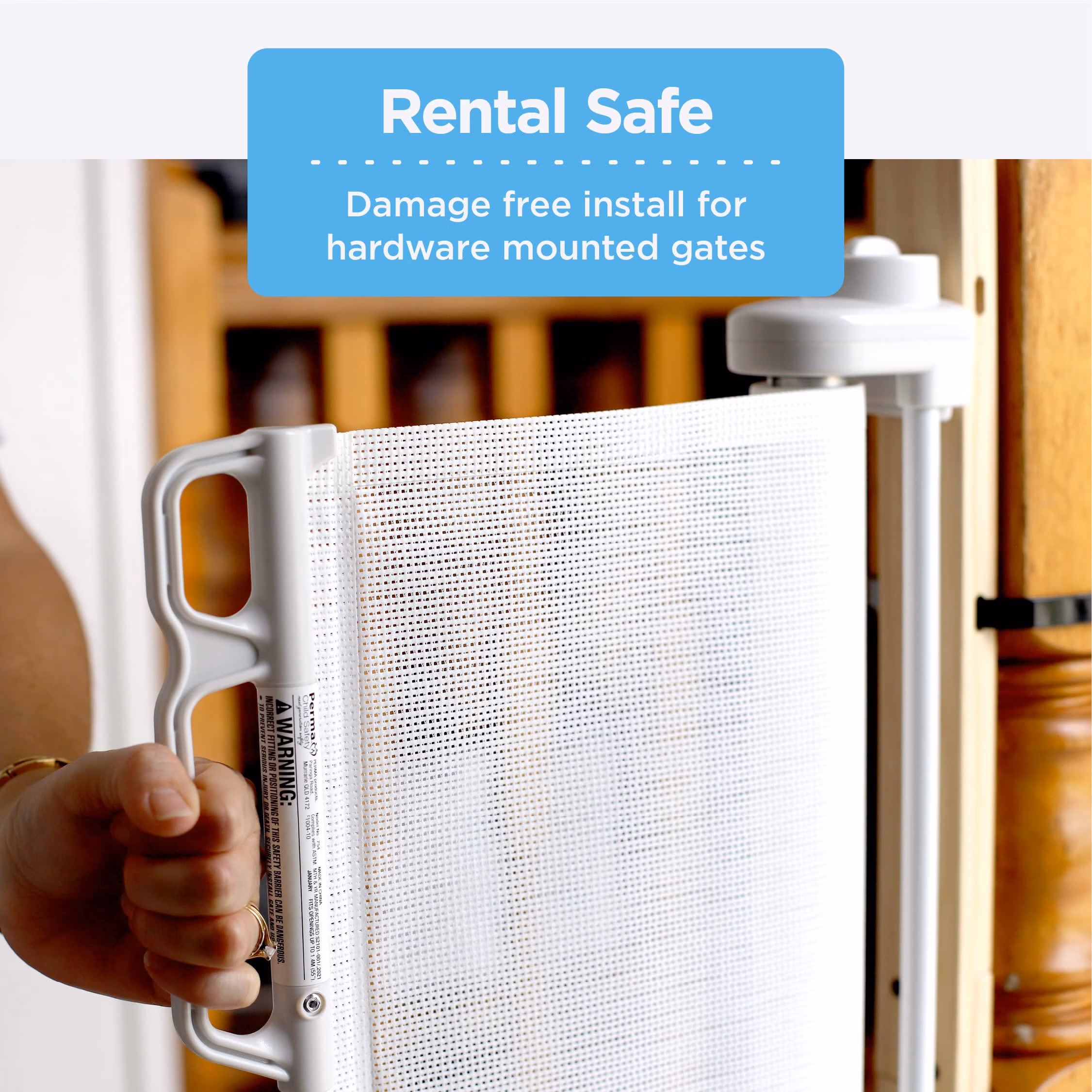 Perma Child Safety Extra Tall Universal Banister Adapter Kit for Pressure and Hardware Mounted Baby Gates up to 42" Tall, Damage Free Install Fits Round or Square Banister Posts, Gate Sold Separately thumbnail 3