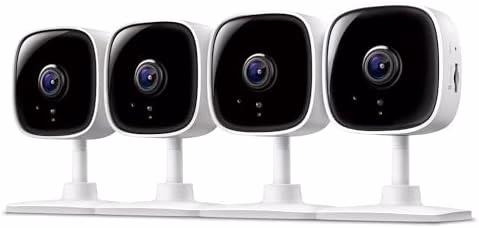 Tapo 1080P Indoor Wired Security Camera - Works as a Baby & Pet Monitor, Motion Detection, 2-Way Audio, Siren, Night Vision, Subscription-Free Local or Optional Cloud, Works with Alexa, C100(4-Pack)