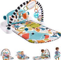 Fisher-Price Baby Playmat Glow and Grow Kick & Play Piano Gym, Blue Musical Learning Toy with Developmental Activities for Newborns 0+ Months thumbnail 1