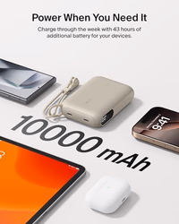 Belkin Portable Charger, Slim USB-C Power Bank 10,000mAh w/ 2 USB-C Ports, Digital Battery Display, 20W Charging Battery Pack - iPhone 17, Air, Pro, Samsung Galaxy S25, Pixel 10, iPad, & More - Sand thumbnail 4