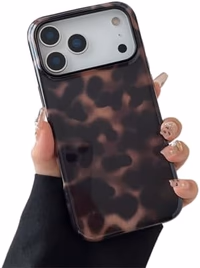 Compatible with iPhone 17 Pro Case Tortoise Shell Phone Case for Women Girl Shockproof TPU and Hard PC Protective Cover - Amber Brown Leopard thumbnail 1