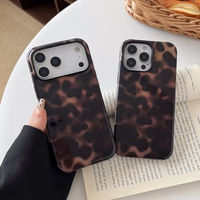 Compatible with iPhone 17 Pro Case Tortoise Shell Phone Case for Women Girl Shockproof TPU and Hard PC Protective Cover - Amber Brown Leopard thumbnail 4