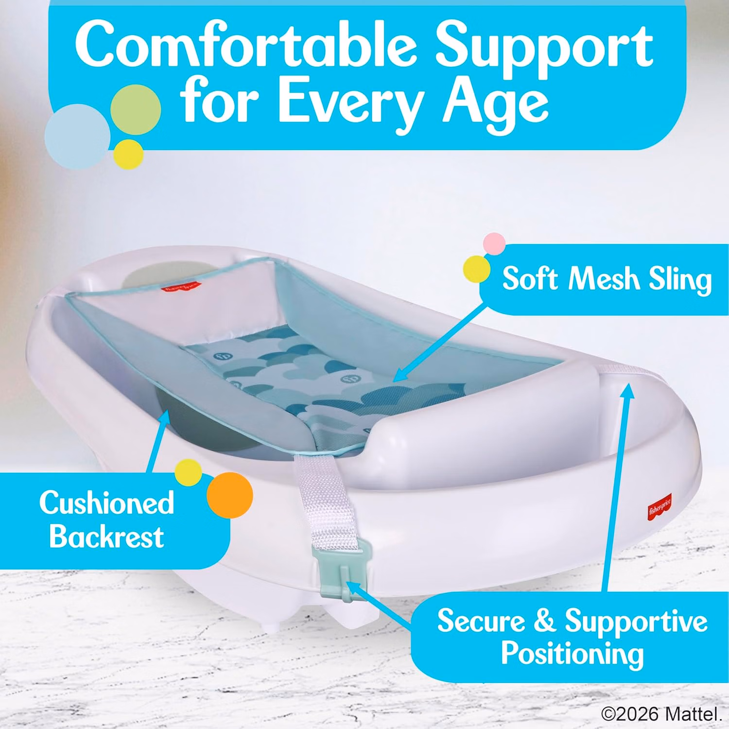 Fisher-Price™ 3-N-1 Grow with Baby Infant to Toddler Bath Tub with Supportive Sling thumbnail 2