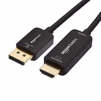 Amazon Basics DisplayPort to HDMI Cable, Uni-Directional, 1080p, 1920x1200, 4K@60Hz, Works with DisplayPort Enabled Desktops and Laptops, Connect to HDMI Displays, 6 ft, Gold-Plated Plug, Black thumbnail 1