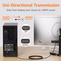 Amazon Basics DisplayPort to HDMI Cable, Uni-Directional, 1080p, 1920x1200, 4K@60Hz, Works with DisplayPort Enabled Desktops and Laptops, Connect to HDMI Displays, 6 ft, Gold-Plated Plug, Black thumbnail 5