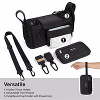 TOPDesign Universal Baby Stroller Organizer, Stroller Caddy with Heightened Insulated Cup Holders & Non-Slip Secure Hooks Accessories, Fits Most Strollers, Machine Washable (Black) thumbnail 2