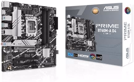 ASUS Prime B760M-A D4-CSM Intel B760 (LGA 1700) mATX Commercial CSM Motherboard, PCIe 4.0, DDR4, 2X M.2, 2.5Gb LAN, DP, 2X HDMI, SATA 6 Gbps, USB Type-C, Aura Sync, ASUS Control Center Express