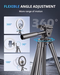 UBeesize 12 inch Ring Light with Stand, Selfie Ring Light with 50" Extendable Tripod Stand & Phone Holder for Live Stream/Makeup/YouTube Video thumbnail 4