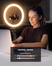 UBeesize 12 inch Ring Light with Stand, Selfie Ring Light with 50" Extendable Tripod Stand & Phone Holder for Live Stream/Makeup/YouTube Video thumbnail 2