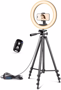 UBeesize 12 inch Ring Light with Stand, Selfie Ring Light with 50" Extendable Tripod Stand & Phone Holder for Live Stream/Makeup/YouTube Video thumbnail 1